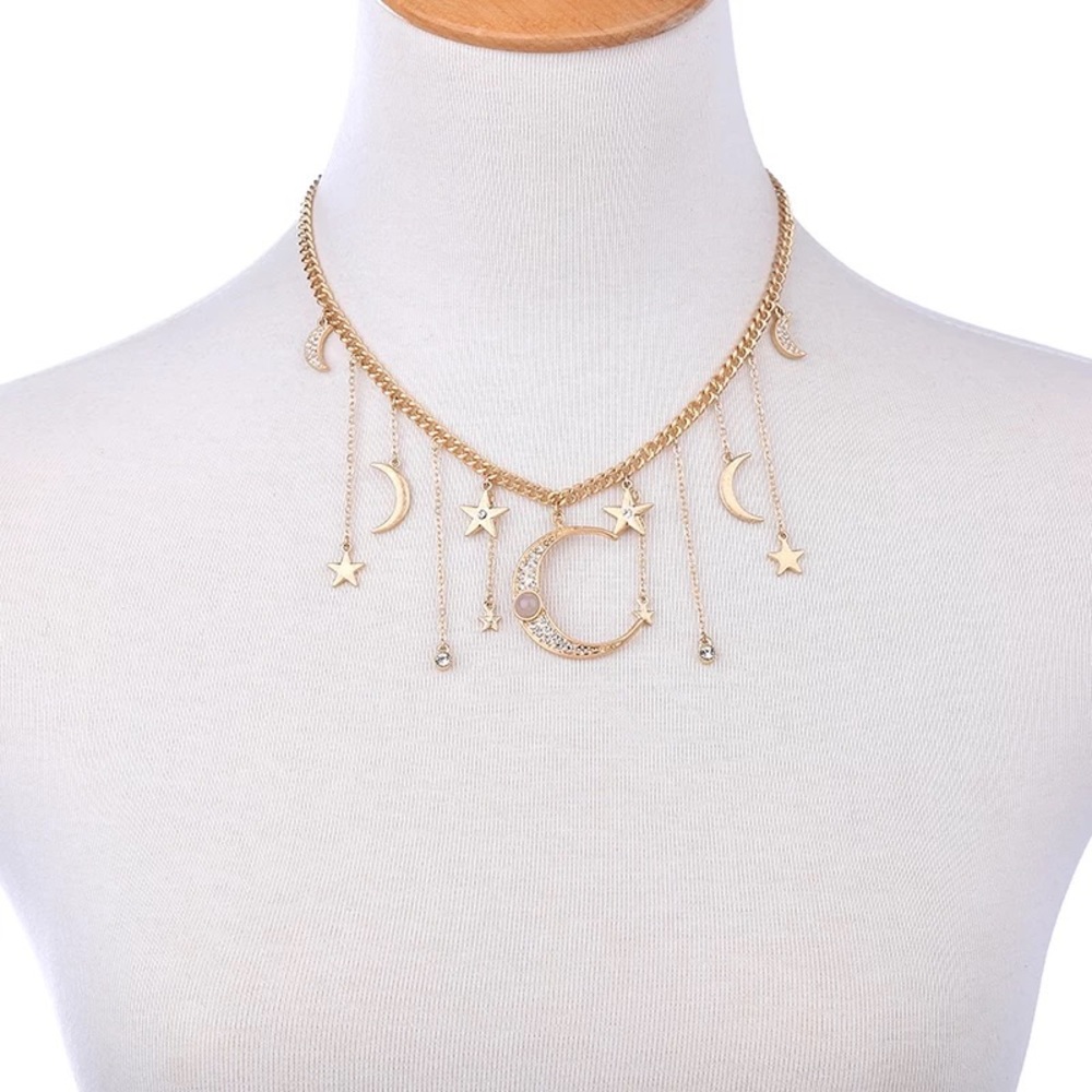 Bohemian Moon & Stars Crystal Necklace - Picture 9 of 16
